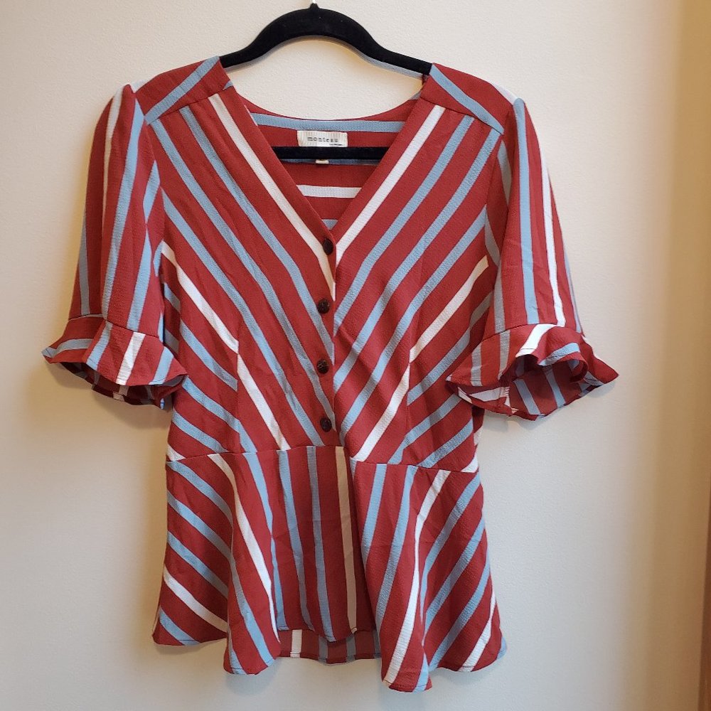 Monteau Striped Blouse Size XL - fits like L